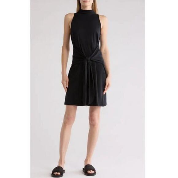 NEW Vince Knot Pima Cotton High Neck Sheath Sleeveless Mini Dress - Picture 2 of 10